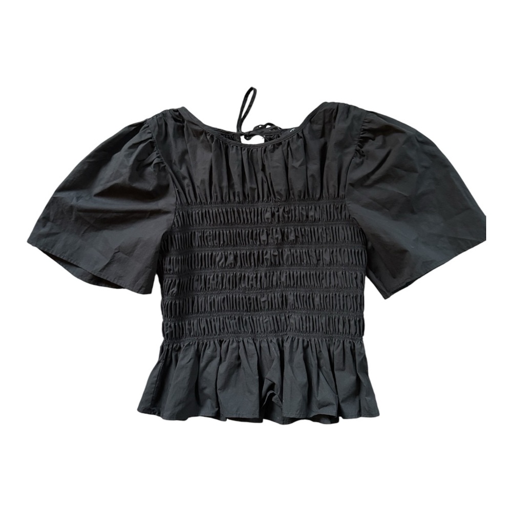 Rails Rosie Top Women XS Black EUC Smockedโ Peplum Balloon Sleeve Whimsigoth